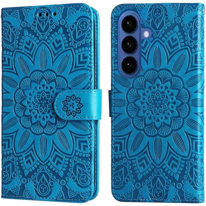 Mobigear Sunflower Samsung Galaxy S26 Plus Hoesje Bookcase Portemonnee - Blauw