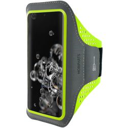 Mobiparts Comfort Fit Telefoonhouder Hardlopen Samsung Galaxy S20 Ultra Sport Hoesje Neopreen Sportarmband - Neon Green