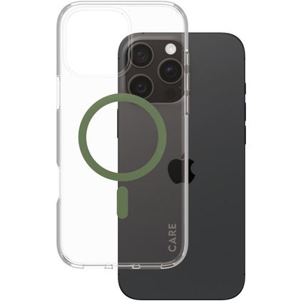 CARE by PanzerGlass Flagship iPhone 16 Pro Max MagSafe Hoesje Hardcase Backcover - Transparant / Groen