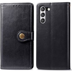 Mobigear Snap Button Samsung Galaxy S21 FE Hoesje Bookcase Portemonnee - Zwart