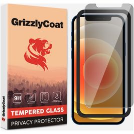 GrizzlyCoat Easy Fit AntiSpy iPhone 12 Pro Glazen Screenprotector Privacy - Case Friendly + Installatie Frame