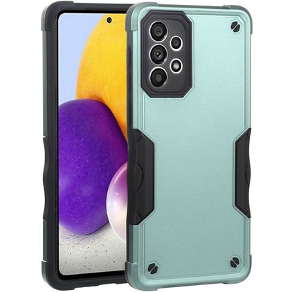 Mobigear Non-slip Armor Samsung Galaxy A73 Hoesje Hardcase Backcover Shockproof - Zwart / Turquoise