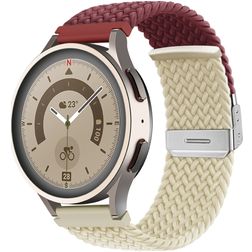 Mobigear Braided Dual Nylon Smartwatch Bandje Klemsluiting - Universeel 22 mm connector - Rood / Sterrenlicht
