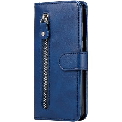 Mobigear Zipper Xiaomi Redmi Note 9 Hoesje Bookcase Portemonnee - Blauw
