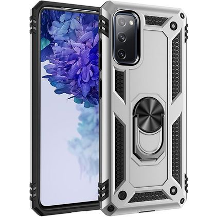 Mobigear Armor Ring Samsung Galaxy S20 FE Hoesje Hardcase Backcover Shockproof met Ringhouder - Zilver