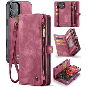 Caseme 008 iPhone 16 Plus Hoesje Uitneembare 2in1 Bookcase Portemonnee - Rood