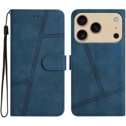 Mobigear Stitch iPhone 17 Pro Max Hoesje Bookcase Portemonnee - Blauw