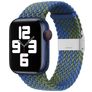 Mobigear Braided Nylon Apple Watch Bandje Klemsluiting - 42/41/40/38 mm - Blauw / Groen
