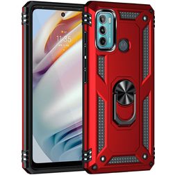 Mobigear Armor Ring Motorola Moto G60 Hoesje Hardcase Backcover Shockproof met Ringhouder - Rood