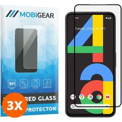 Mobigear Premium Google Pixel 4a Glazen Screenprotector - Case Friendly - Zwart (3-Pack)