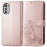 Mobigear Clover Motorola Moto E32 Hoesje Bookcase Portemonnee - Roségoud