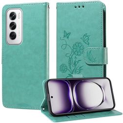 Mobigear Flowers OPPO Reno 12 Pro Hoesje Bookcase Portemonnee - Groen