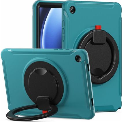 Mobigear RingGuard Samsung Galaxy Tab A9 Plus (2023) Hoes Hard Kunststof,Siliconen Backcover + Standaard - Blauw