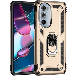 Mobigear Armor Ring Motorola Edge 30 Pro Hoesje Hardcase Backcover Shockproof met Ringhouder - Goud