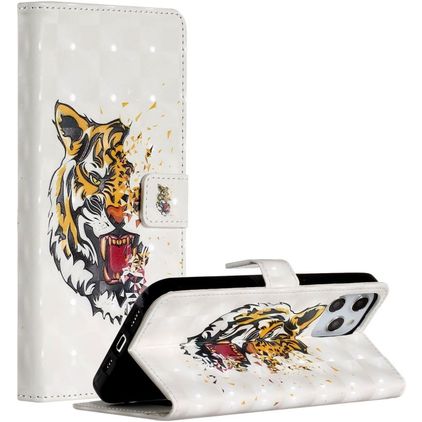 Mobigear Design iPhone 12 Pro Max Hoesje Bookcase Portemonnee - Tijger