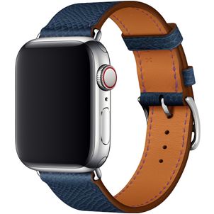 Mobigear Torino Leren Apple Watch Bandje Gespsluiting - 49/46/45/44 mm - Donkerblauw