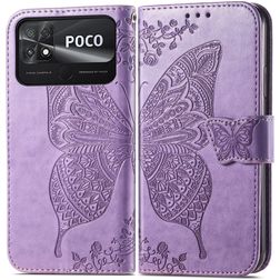 Mobigear Butterfly POCO C40 Hoesje Bookcase Portemonnee - Paars
