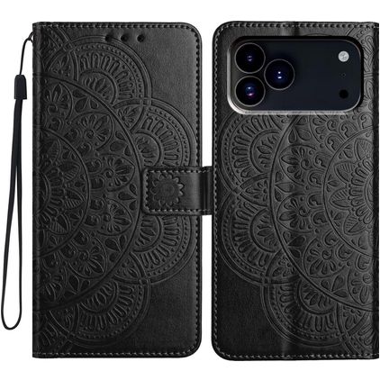 Mobigear Mandala iPhone 18 Pro Max Hoesje Bookcase Portemonnee - Zwart
