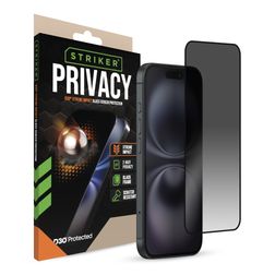 Striker Xtreme Impact Privacy iPhone 16 Glazen Screenprotector Privacy - Case Friendly - Zwart