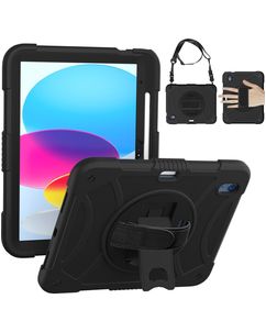 Mobigear SureGrip iPad 11 (2025) Hoes Hard Kunststof,Siliconen Backcover + Stylus Houder + Schouderband + Standaard - Zwart