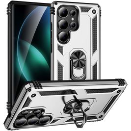 Mobigear Armor ring Samsung Galaxy S25 Ultra Hoesje Hardcase Backcover Shockproof met Ringhouder - Zilver
