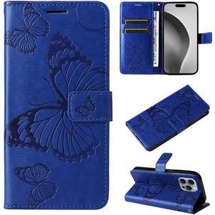 Mobigear Butterfly iPhone 16 Pro Max Hoesje Bookcase Portemonnee - Blauw