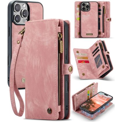 CaseMe 008 iPhone 16 Pro Max Hoesje Uitneembare 2in1 Bookcase Portemonnee - Roze