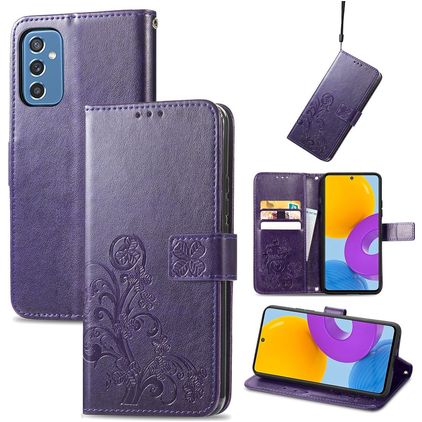 Mobigear Clover Samsung Galaxy M52 Hoesje Bookcase Portemonnee - Paars