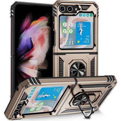 Mobigear Armor Ring Samsung Galaxy Z Flip 5 Hoesje Hardcase Backcover Shockproof met Ringhouder - Goud