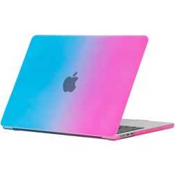 Mobigear Rainbow Matte MacBook Air 15 Inch (2023-2026) Hoes Hardshell Laptopcover MacBook Case - Blauw / Roze - Model A2941 / A3114 / A3241 / A3448