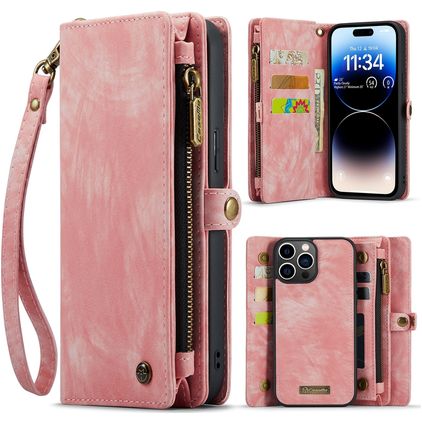 Caseme 008 iPhone 15 Pro Hoesje Uitneembare 2in1 Bookcase Portemonnee - Roze