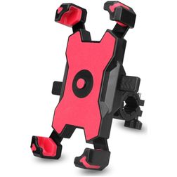 Mobigear PushHold Telefoonhouder fiets Stuurbevestiging Klem Universeel - Rood