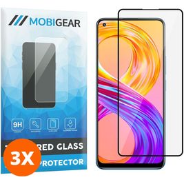 Mobigear Premium Realme 8 Glazen Screenprotector - Case Friendly - Zwart (3-Pack)