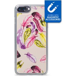 My Style Magneta iPhone 8 Plus Hoesje Flexibel TPU Backcover - Feathers