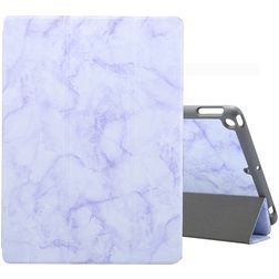 Mobigear Tri-Fold Marble iPad 7 (2019) Hoes Bookcase + Stylus Houder - Paars