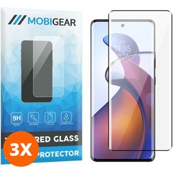Mobigear Premium Motorola Edge 30 Fusion Glazen Screenprotector - Case Friendly - Zwart (3-Pack)