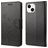 Mobigear Flowers iPhone 14 Plus Hoesje Bookcase Portemonnee - Zwart