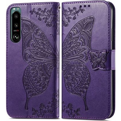 Mobigear Butterfly Sony Xperia 5 IV Hoesje Bookcase Portemonnee - Paars