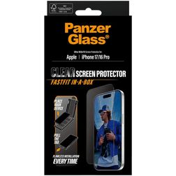 PanzerGlass FastFit iPhone 16 Pro Glazen Screenprotector - Case Friendly + Installatie Frame