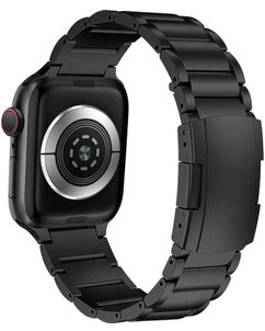 Mobigear Brisbane Titanium Apple Watch Bandje Vouwsluiting - 49/46/45/44 mm - Zwart