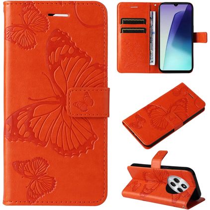 Mobigear Butterfly Xiaomi Redmi 14C Hoesje Bookcase Portemonnee - Oranje