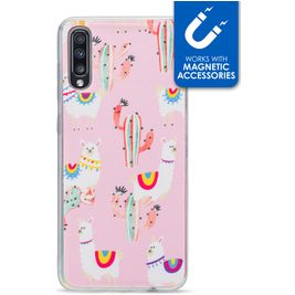 My Style Magneta Samsung Galaxy A70 Hoesje Flexibel TPU Backcover - Pink Alpaca