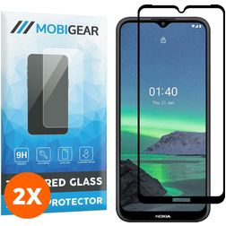 Mobigear Premium Nokia 1.4 Glazen Screenprotector - Case Friendly - Zwart (2-Pack)