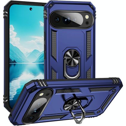 Mobigear Armor Ring Google Pixel 10 Pro XL Hoesje Hardcase Backcover Shockproof met Ringhouder - Blauw