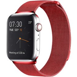 Mobigear Loop Milanese Apple Watch Bandje Magneetsluiting - 42/41/40/38 mm - Rood