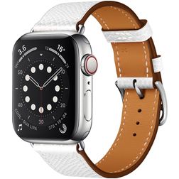 Mobigear Torino Leren Apple Watch Bandje Gespsluiting - 42/41/40/38 mm - Wit