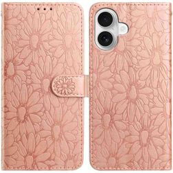 Mobigear Flowers iPhone 17 Hoesje Bookcase Portemonnee - Roségoud