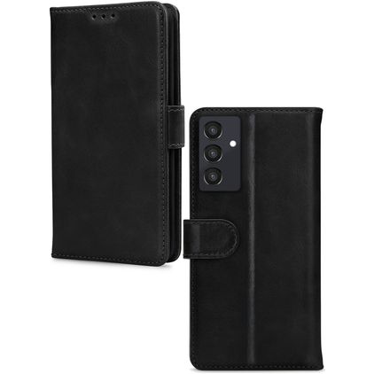 Mobilize Wallet Samsung Galaxy A35 Hoesje Echt Leer Bookcase Portemonnee - Zwart