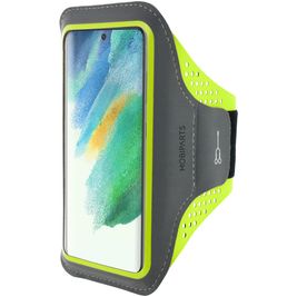Mobiparts Comfort Fit Telefoonhouder Hardlopen Samsung Galaxy S21 FE Sport Hoesje Neopreen Sportarmband - Neon Green