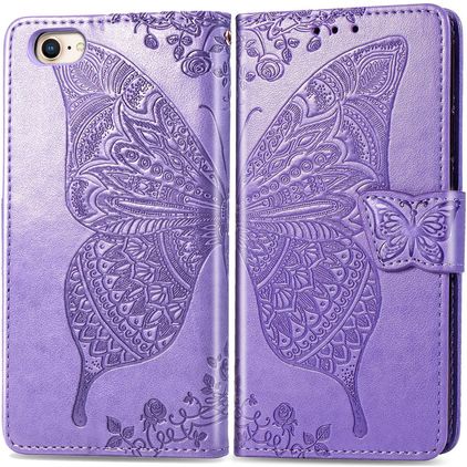 Mobigear Butterfly iPhone 16e Hoesje Bookcase Portemonnee - Paars